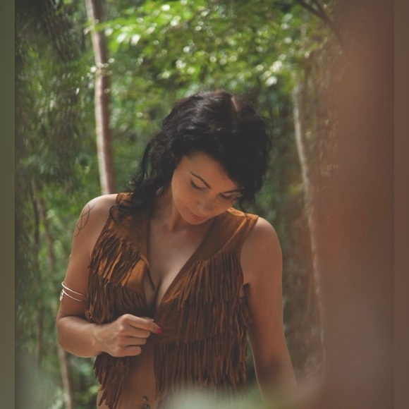 Leather Fringe Vest~ size S - Picture 1 of 6